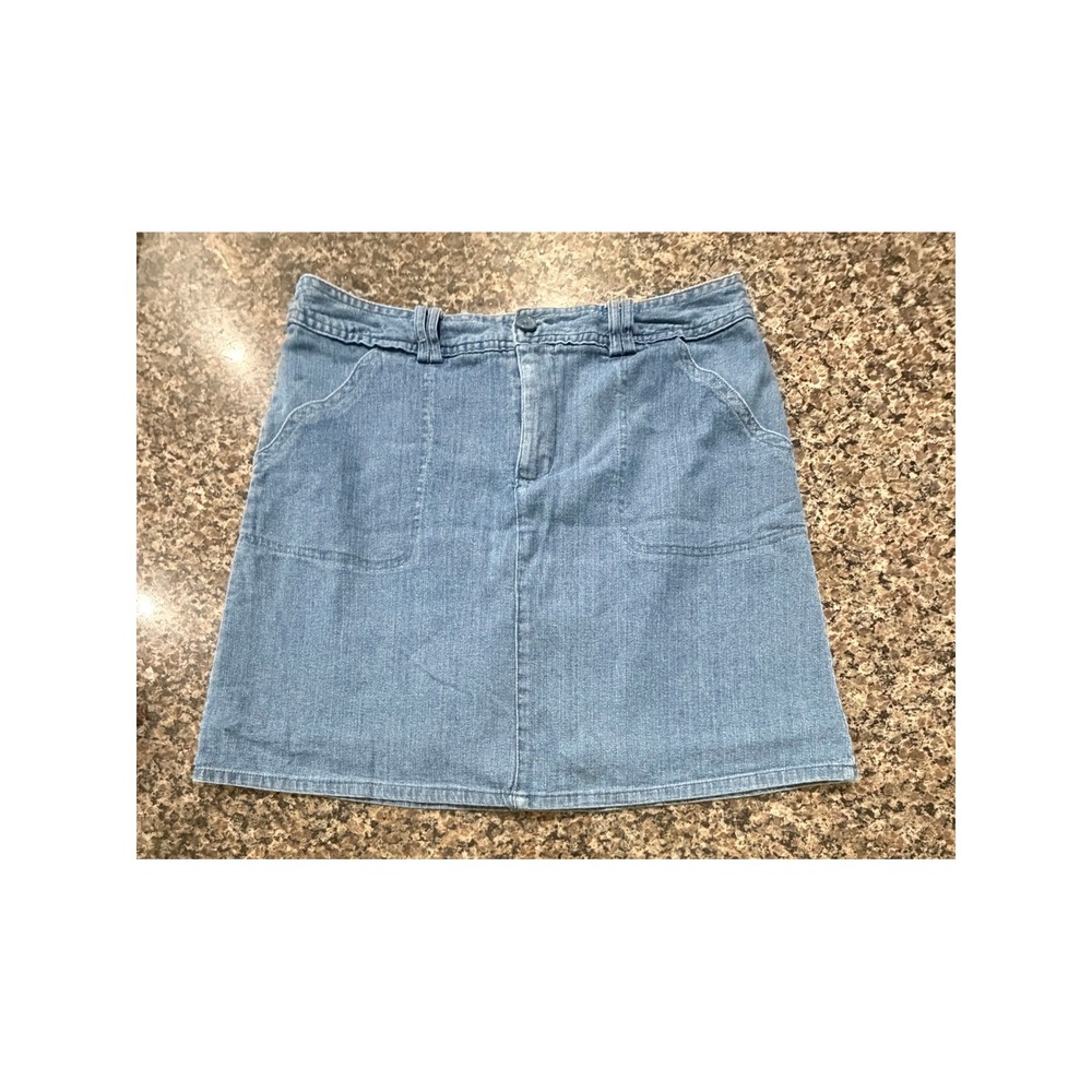White Stag Womens Denim Skort Size 8 Blue Cotton Stretch Jean Skirt Shorts